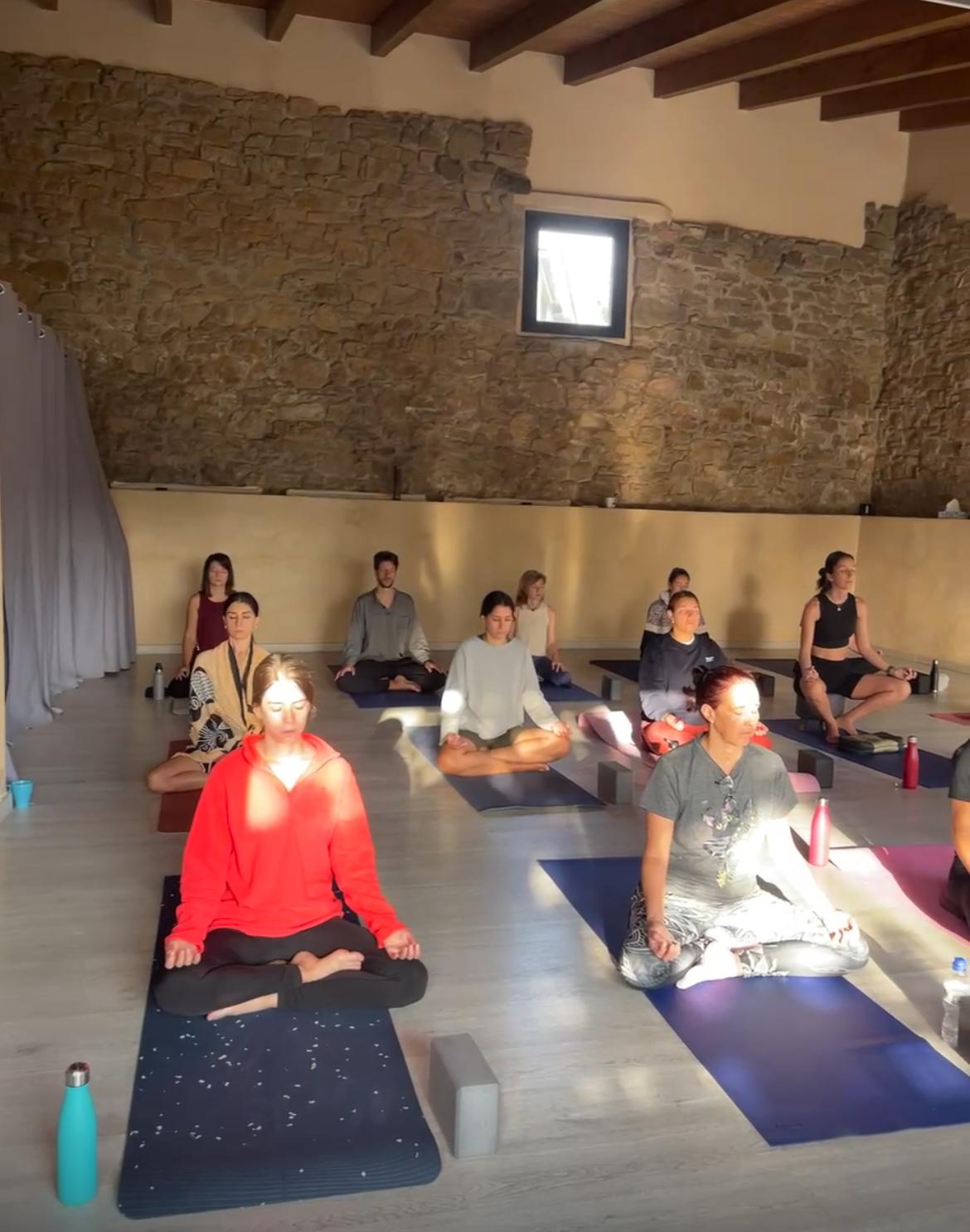 Grupo de yoga juntos